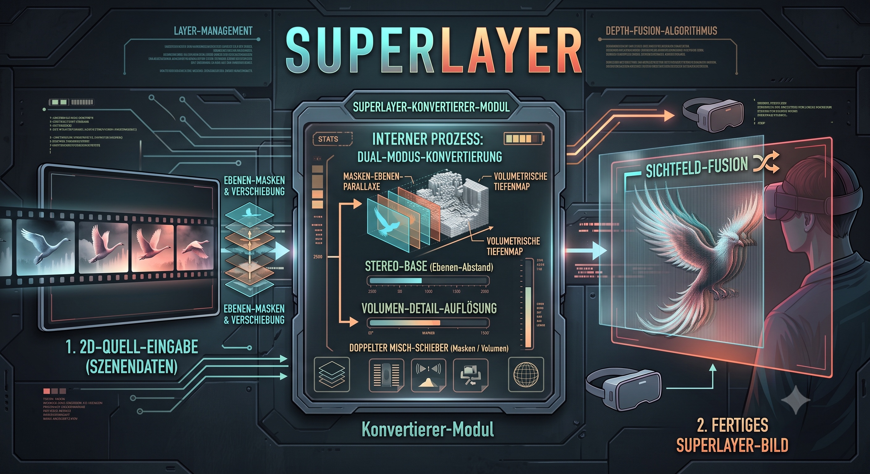 Superlayer Modul der Lenticular Software für 2D-Ebenen Konvertierung